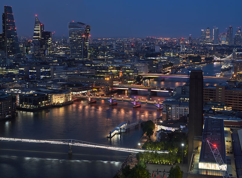 illuminated river central london