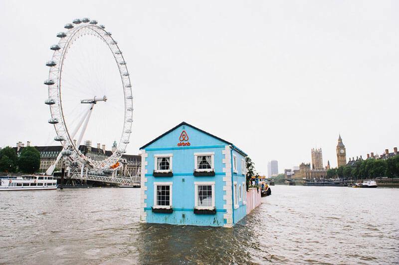 airbnb floating house river thames london eye