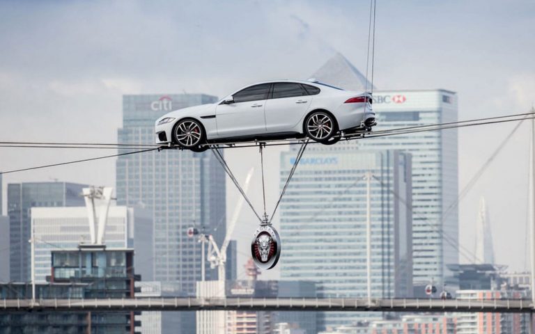 jaguar xf thames high wire crossing