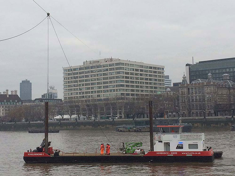 london fire brigade thames zip wire stunt