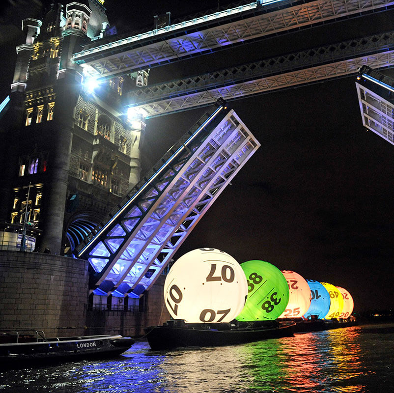 national lotto balls river thames pr launch